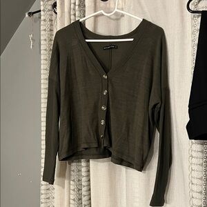 A&F Olive Green Button-Up Cardigan